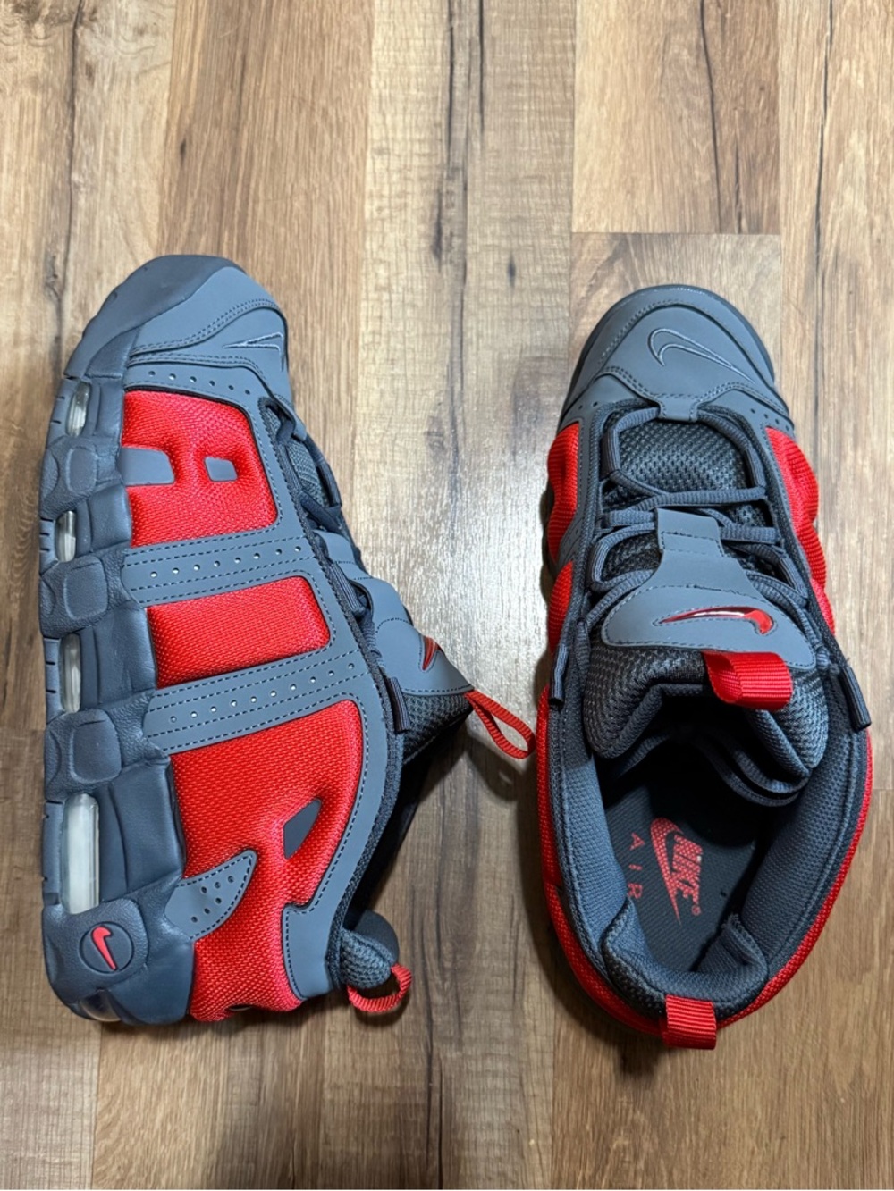 Nike Air More Uptempo Low Dark Grey Light Crimson - Picture 1 of 9